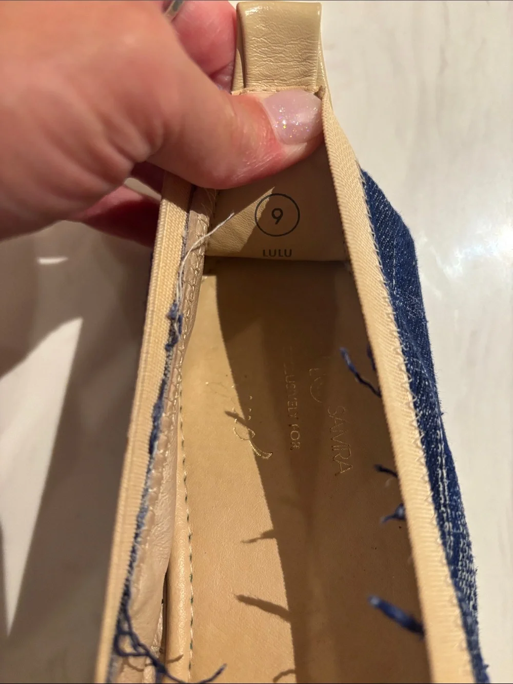 Women's Neutral and Navy Espadrille Ballet Flats — Style: LuLu